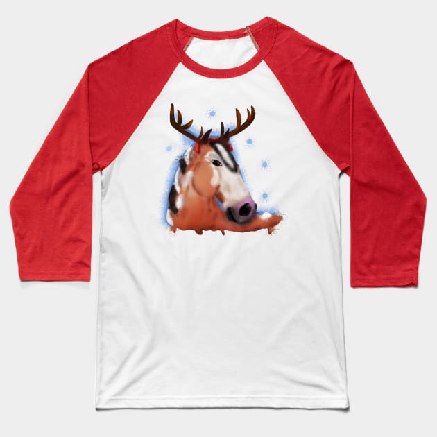 Christmas horse Baseball T-Shirt by Antiope